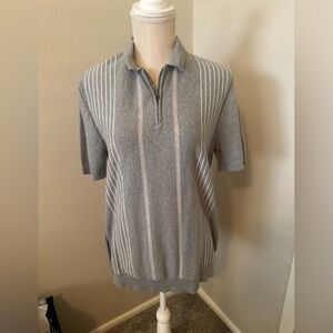 Express Gray Zip-Up Polo Sweater